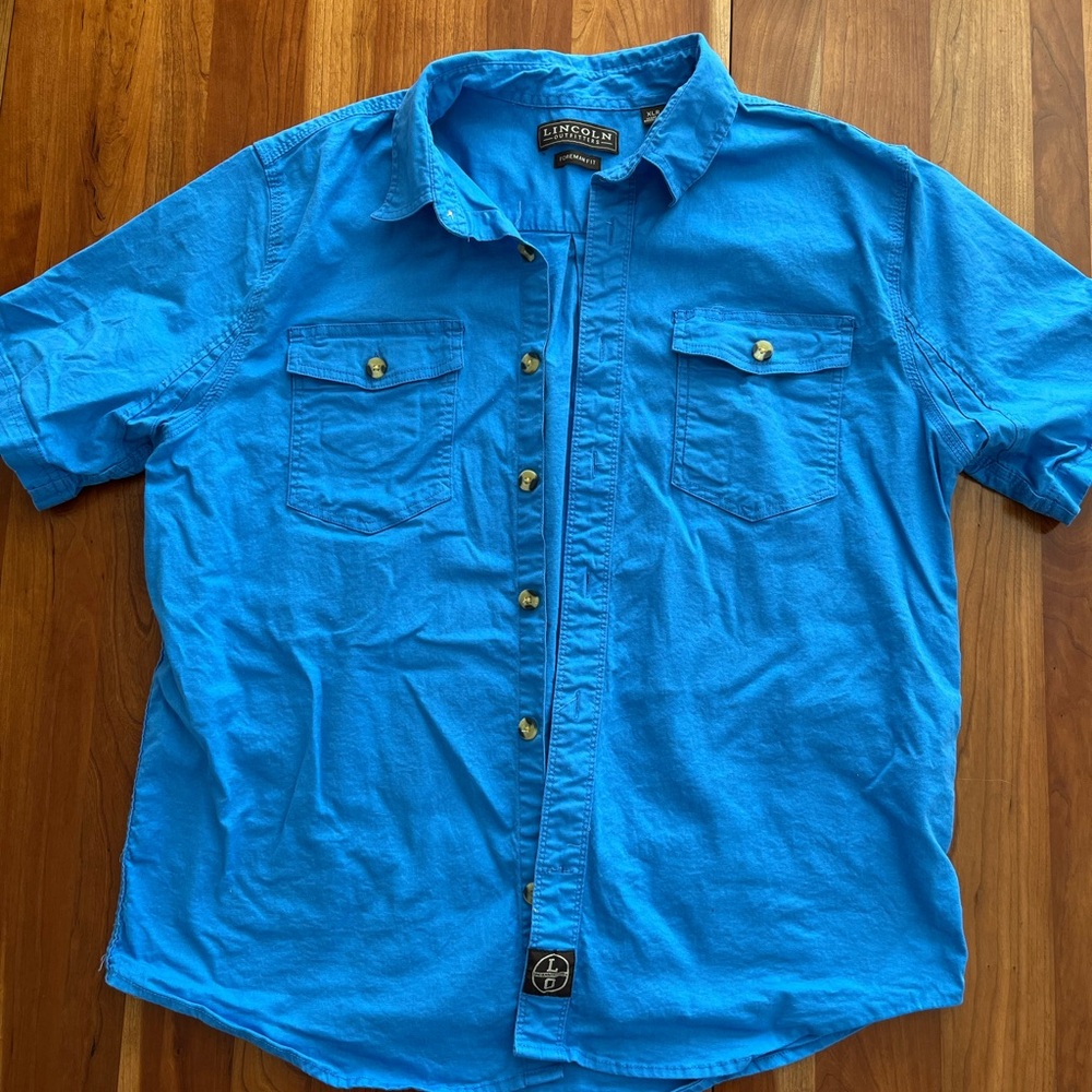 Lincoln Outfitters Classic Fit Shirt Blue Casual Button Down Mens Size XLR
